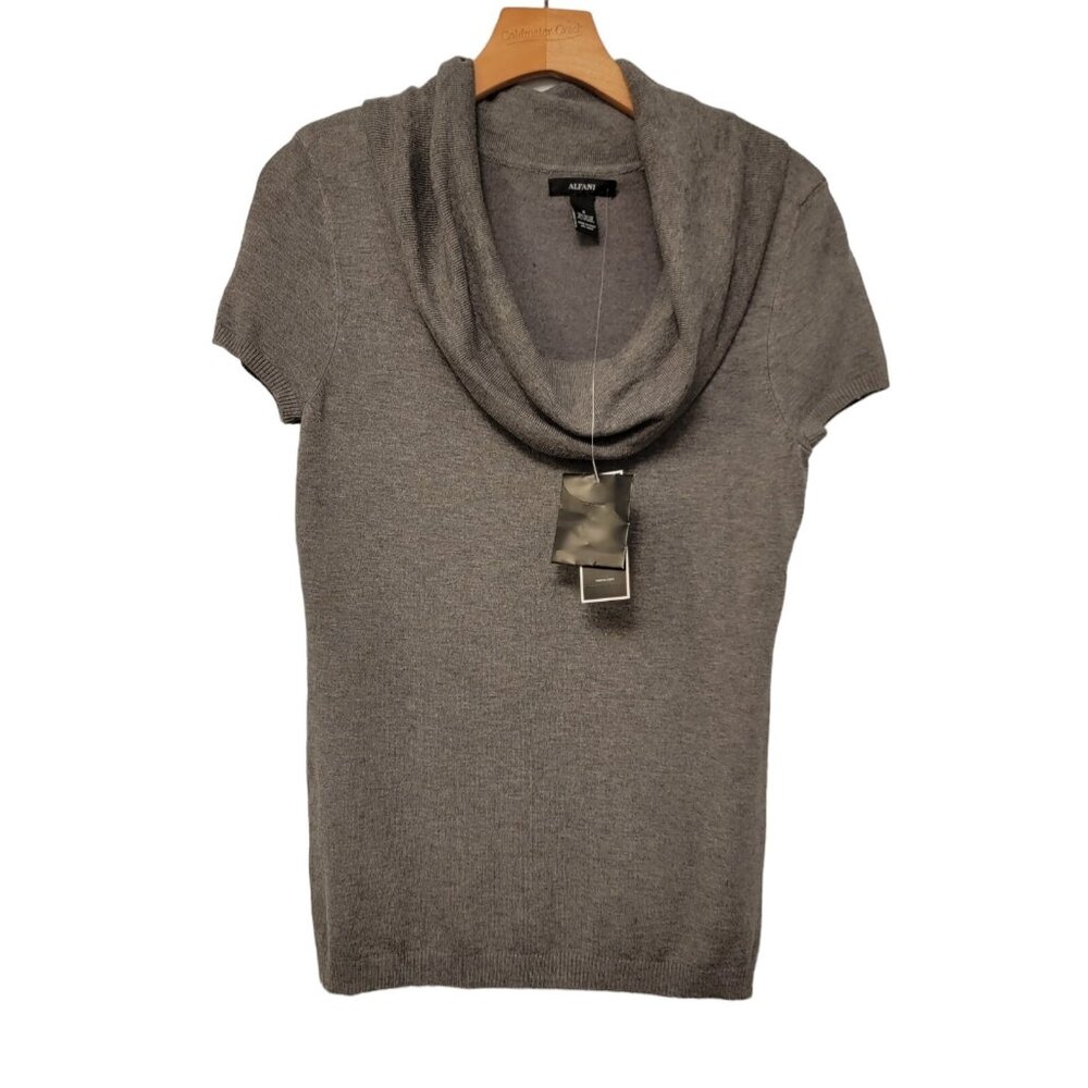 Alfani Blouse Cowl Neck Gray Pewter Color Rayon Womens Small NWT NEW